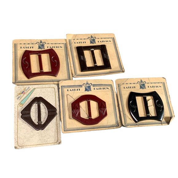 Vintage Art Deco Belt Buckles Set of 5 - Picture 1 of 6